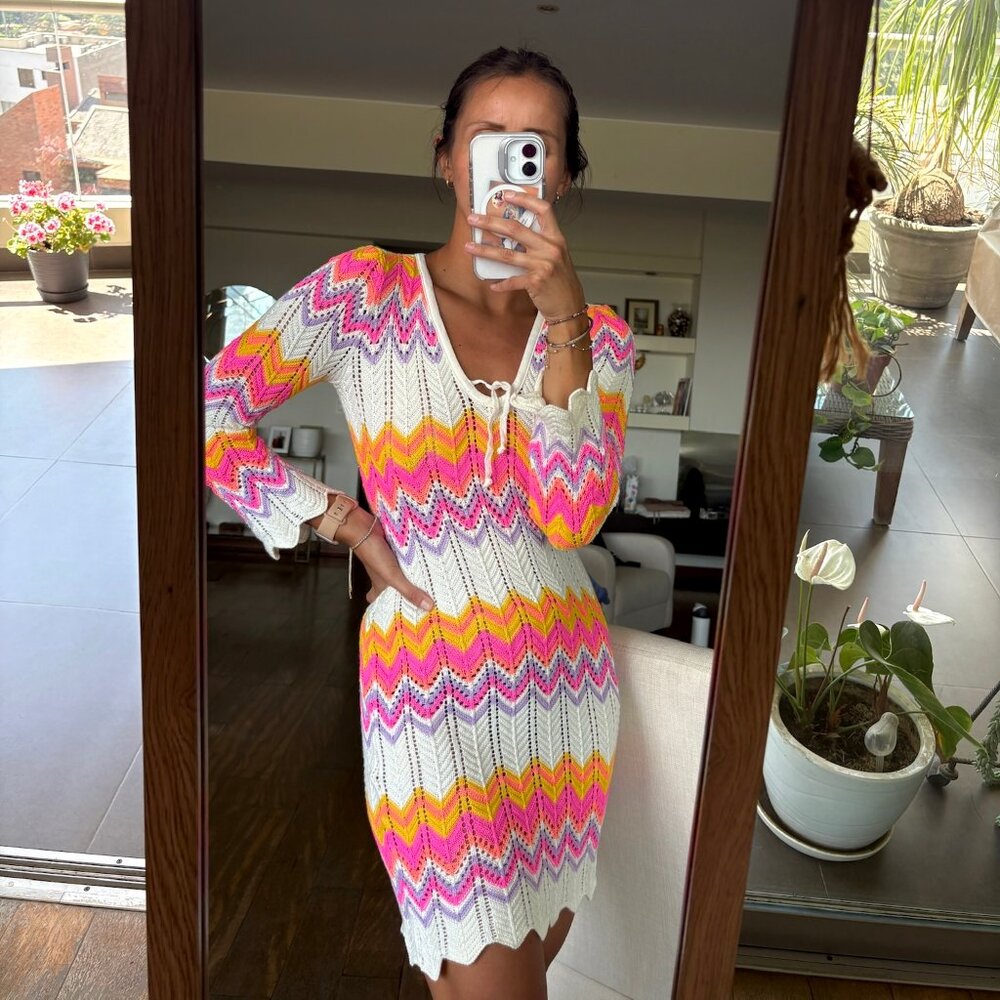 Handmade Multicolor Crochet Summer Dress – Lightweight, Boho Beachwear